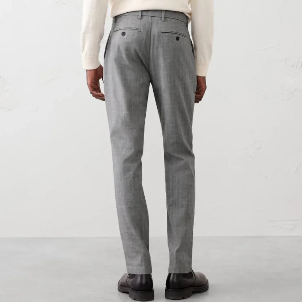 Banana Republic Slim-Fit Tapered Pant, Grey Glen Plaid, 30Wx30L, EUC